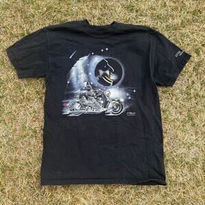 Vintage 90's Indian Motorcycles Little Bighorn Montana Black Tee Shirt Sz Small